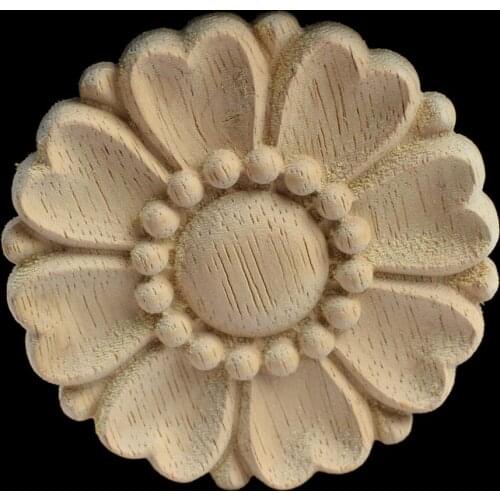 Vintage Unpainted Wood Carved Decal Corner Onlay Applique Frame for Home Furniture Wall Cabinet Door Decor Crafts