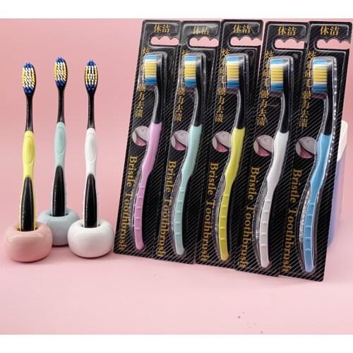1PC Hard Bristles Toothbrush Whiten Tooth Super Cross Remove Tongue Plaque Bacteria Smoke Coffee Stains Teeth Brush Dental Care