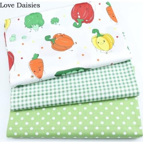 100% Cotton Twill Fruit WHITE Red Orange Pumpkin Carrot Green Check Dot Fabric for Sheet Apparel Dress Patchwork Handcraft Decor