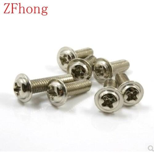 100pcs M2 M2.5 M3 nickel plated phillips pan washer head machine screw