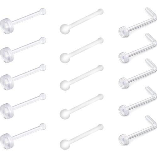 18-20G Clear Acrylic Nose Ring Bioflex Stud Retainer Nose Piercing Body Jewelry for Men Women