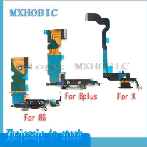 MXHOBIC 20pcs/lot New USB Charger Charging Port Replacement For iPhone 8 8G Plus X Dock Connector Flex Cable With Mic