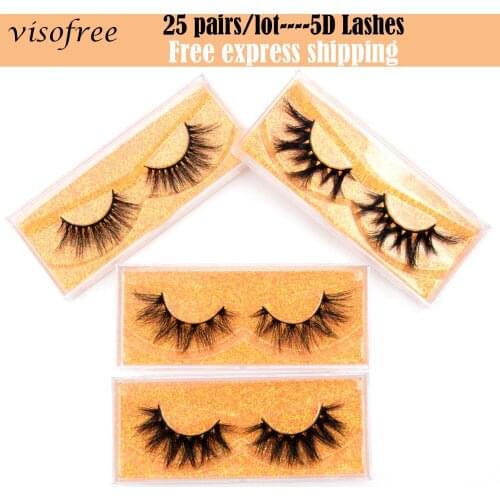 25pcs/lot Bulk Visofree 5D Mink Eyelashes thick long mink lashes natural dramatic volume eyelashes extension 3d false eyelash