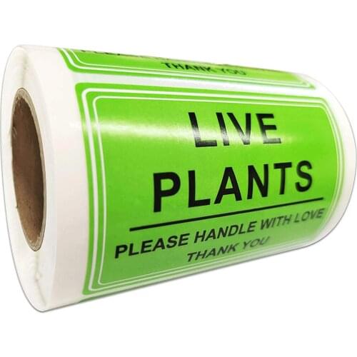 2 X 3 Inch Live Plants Shipping Lable Green Plants Please Handle with Love Stickers Fragile Label for Shipping Warehouse Pallet