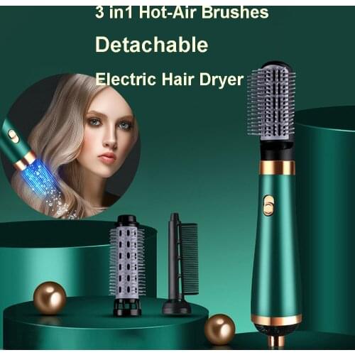 3 In 1 Hair Dryer Hot Air Brush Styler and Volumizer Hair Straightener Curler Comb Negative Ion One Step Hair Dryer Brush 2021