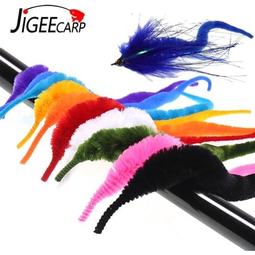 5pcs 12 Color Fly Tying Mangum Dragon Tail for Pike Muskie Saltwater Fishing Fly Lure Baitfish Wiggle Tail Chenille Material