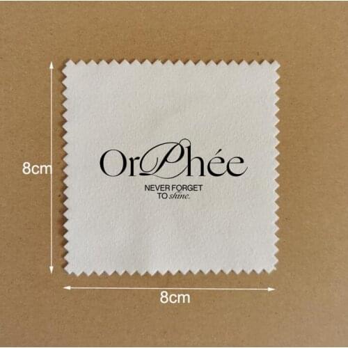 Customised Logo 500 PCS 8*8cm Micro Suede White Jewelry Polishing Cloth Printed With Black Color Logo OPP Packaging Each