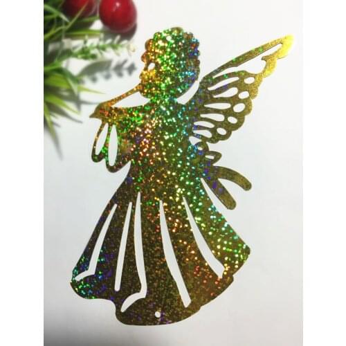 6pcs Angel Sequins 105*155mm Large Christmas Decoration PVC Hologram Festival DIY Accessory Crafts Laser Gold