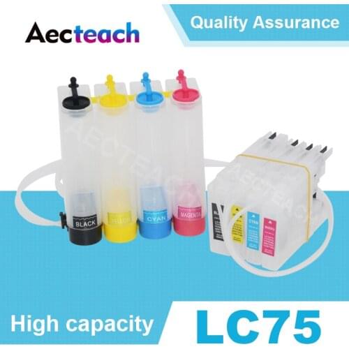 Aecteach Printer Ciss Ink System For Brother LC75 MFC-J6910CDW J6710CDW J5910CDW J825N J955DN Printer Cartridge