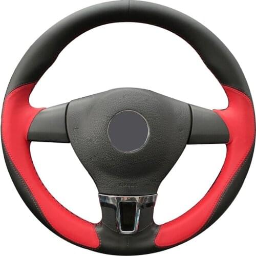 Black Leather Red Leather Car Steering Wheel Cover for Volkswagen VW Tiguan Lavida Passat B7 Jetta Mk6