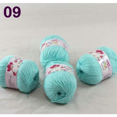 Color Optional 4 ballsX50g Cashmere Silk Velvet Children Hand Kintting Yarn 1809 Seafoam