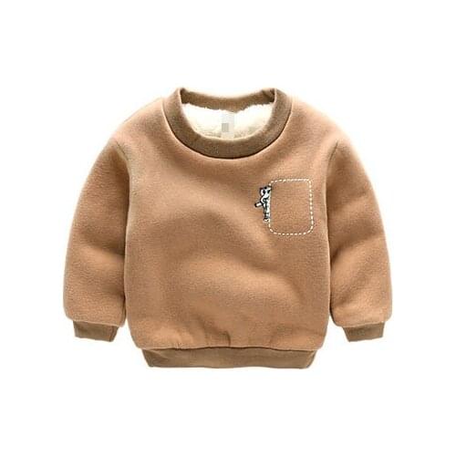 2019 Winter Kids Plus velvet T shirt Thick cotton Fashion Baby Boys girls Warm Cashmere children clothes hoodies sweatshirts