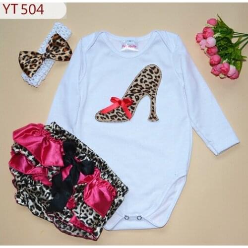 Infant girls Kid Leopard print rompers+bloomers diaper cover+bow hair band 3 piece set Newborn birthday Clothes infantil meninas