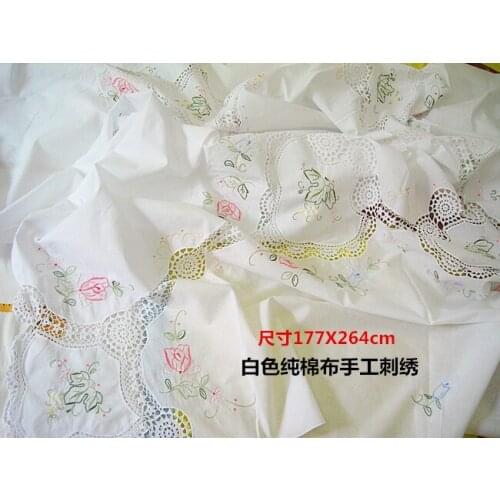 European handmade tablecloths pure cotton handmade embroidery bed cover 177X264cm home beauty