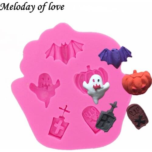 1Pcs Bat ghost Halloween Holiday Fondant decoration mold Pumpkin Cake Mold Chocolate Molds DIY Cake Decorating Tools T1248