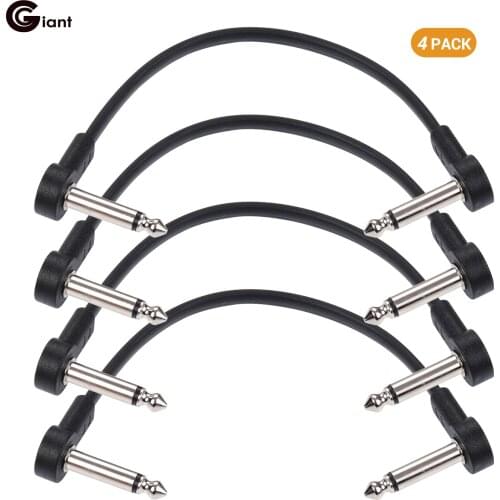Ggiant AC-8 Guitar Effect Pedal Flat Patch Cables 6 Inch Length Guitar Pedal 1/4 Inch Right Angle Connectors 4 Pack Guitar Parts