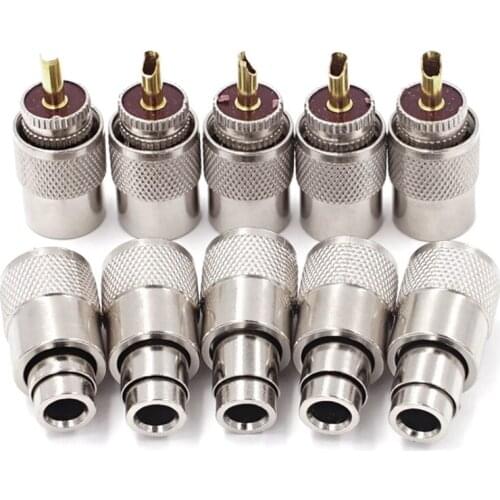 10Pcs/Lot Screwed Coupling Connector PL259 UHF Male Plug with Reducer for RG8X Coaxial Cable +Tube UHF RG8X Connectors