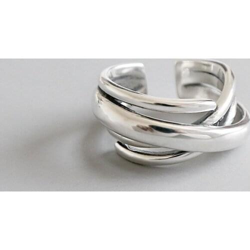 Korean version 925 Sterling Silver Ring for Women Men Wedding Bands Ring Vintage open ring jewelry Alliance Anniversary Gift