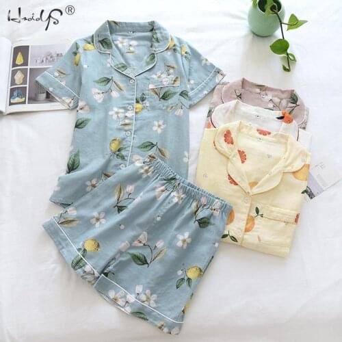 Summer Pijama Japanese simple short pyjamas women 100% cotton short sleeves ladies pajama sets shorts Cute cartoon sleepwear
