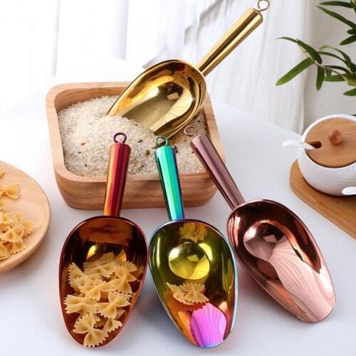 Ice Cube Shovel Lightweight Portable Stable Candy Ice Cube Flour Shovel Stainless Steel Spoon for Home Kitchen Accessories