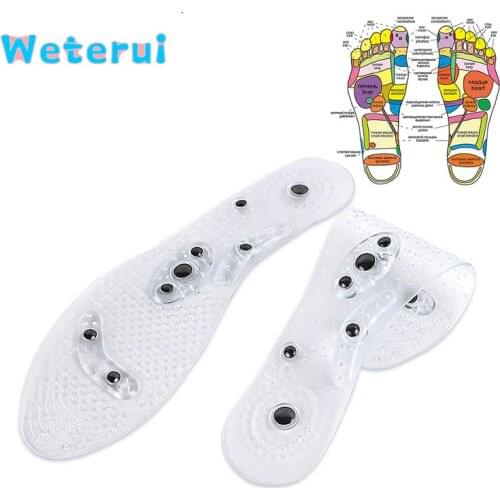 Magnetic Massaging Insoles Foot Acupressure Shoes Pad Men Women Relaxation Foot Care Comfort Therapy Soles Slimming Transparent