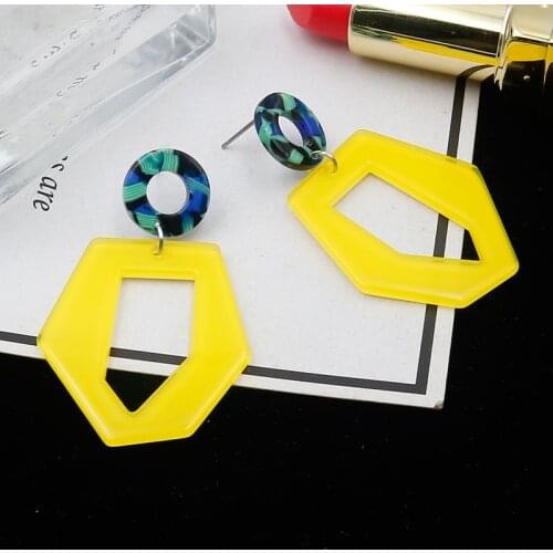 Fashion Hollow Irregular Acrylic Resin Earrings for Women Statement Long Big Geometric Pendant Earring Female Party Jewelry