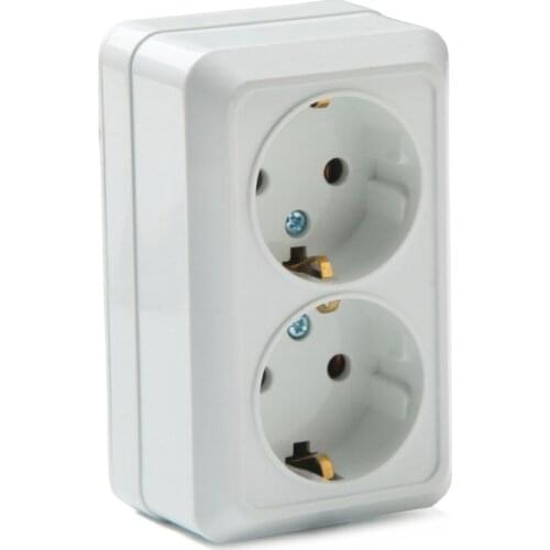 New Germany 16A Waterproof Anti-UV Surface Mounted Power Socket 1way 2way Russia Korea Kitchen Outdoor 2P+E EU Power Wall Outlet