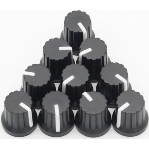 Newest !! Hot Sale 10 Pcs 6mm Shaft Hole Dia Plastic Threaded Knurled Potentiometer Knobs Caps