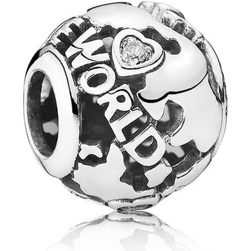 Original Vintage Openwork All Around The World Beads Fit 925 Sterling Silver Bead Charm Bracelet Diy Jewelry