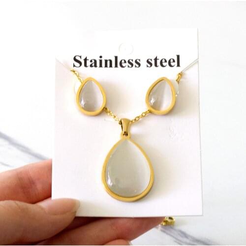 LUXUKISSKIDS 2021 Brand New Opals Gold/Silver Color Necklaces Earrings Sets For Women Girl Engagement Jewellry Set bijoux femme