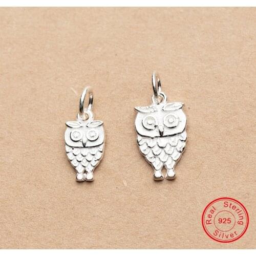 UQBing Real 925 Sterling Silver Dangle Owl Animal Charms DIY Jewelry Making Finding Wholesale