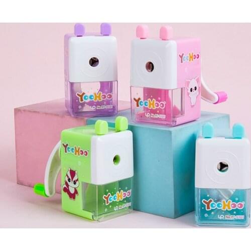 Hand-Cranked Mechanical Pencil Sharpeners Candy Colors Rotary Pencil Sharpener Cutter Office Stationery School Supplies