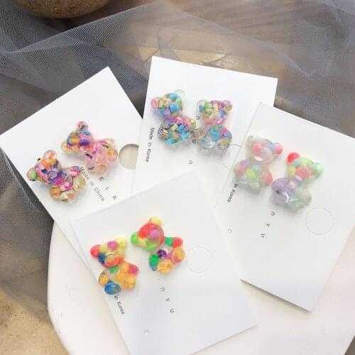 2021 Trend Animal Earrings For Women Fashion Korean Earring Colorful Bear Multi Color Trend Earrings Cute Girl Gift Wholesale