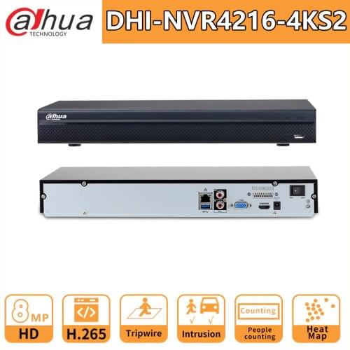 Dahua NVR 16CH DHI-NVR4216-4KS2 Network Video Recorder without POE 8/16/32 Channel 1U 4K&H.265 Lite