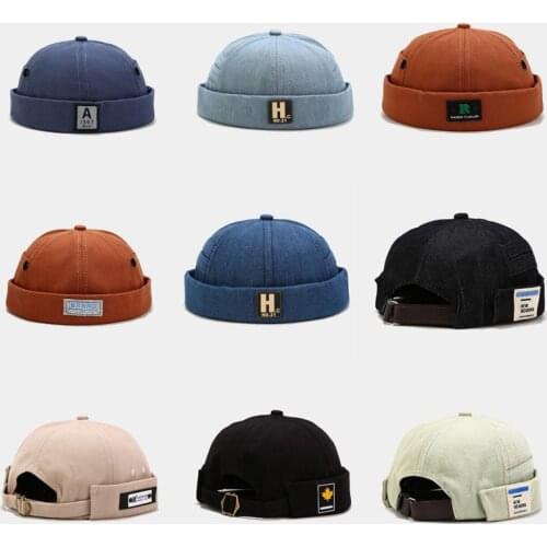 Big Collection Unisex Print Brimless Cotton Summer Vintage Docker Beanie Hats Adjustable Mens Hat Women Sailor Hip Hop Caps
