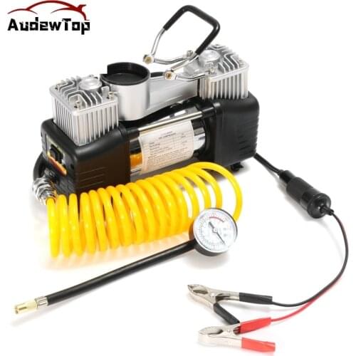 150PSI Air Compressor Car Tire Inflator 60L 12V Pump Portable 150PSI 4WD Kit Pressure Pump Dual Cylinder Pressure Pump Tool Sets
