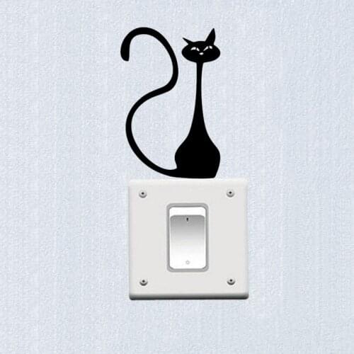 Stylized Cat Silhouette Vinyl Switch Sticker Decor Bedroom Living Room Wall Decal 3SS0319