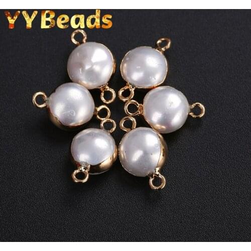 Heat-treated Irregular White Shell Pearls Beads 10mm 3pcs/pack Round Smooth Loose Charm Beads For Jewelry Making Earring Pendant