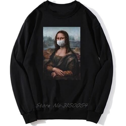 Hoodie Men Mona Lisa Funny Monalisa Mask Hoodies Print Spring Autumn Unisex Pullover Fleece Sweatshirt Harajuku Streetwear