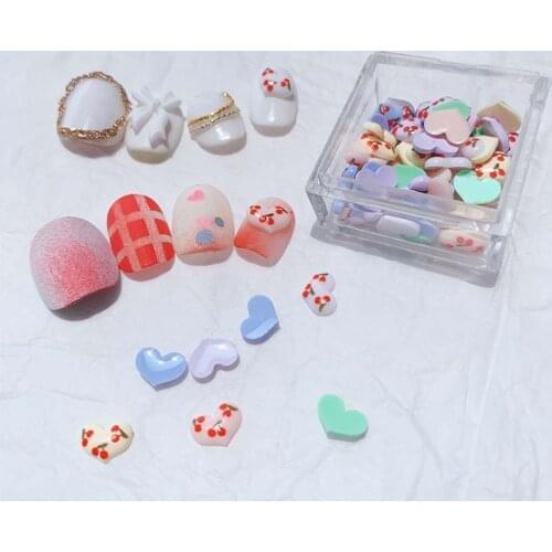 Three-dimensional Cherry Love Resin Fruit Nail Art Jewelry Summer Small Fresh Style Nail Accessories Peach Heart Nail Decoration