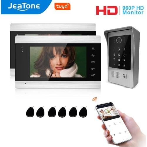 Jeatone 960P/AHD Tuya WiFi IP Video Door Phone Intercom System Multiple Monitors Code Keypad/RFID Card/APP Unlock Access Control