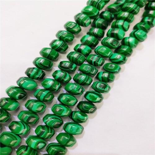 1 Strand 58Pcs 7x9mm Green And Black Malachite Wheel Loose Beads For DIY Jewelry Necklace Making Accessories 15.5Inch