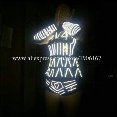 New Design LED Luminous Light Up Sexy Suit Clothes Flashing Dress Costume Party Dance Wear For Women Led Luminous Suit