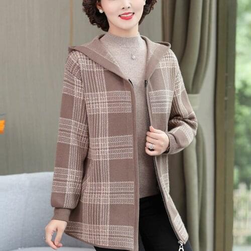 Women Plus Size Woolen Coat New Middle-aged Mother Autumn Winter Hooded Woolen Jacket Female Thick Warm Overcoat 6XLA656