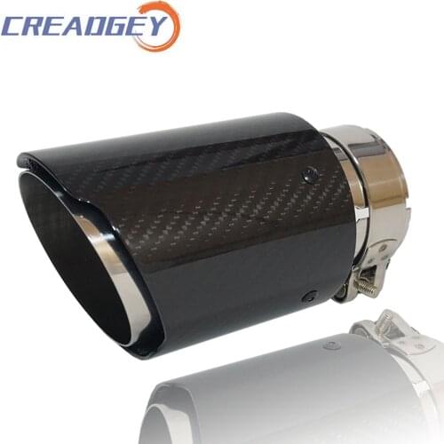 1PCS Car Glossy Carbon Tail pipes Straight Stainless Steel 3k Carbon Exhaust Pipe Universal Muffler Tip Car Accessories for AK