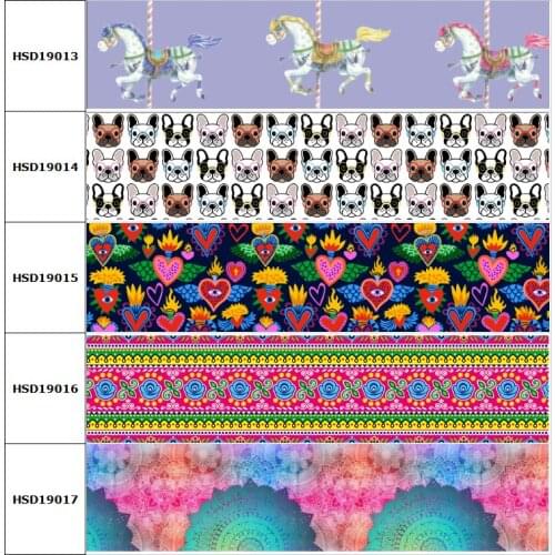 10yard Cartoon Dog Horse Flower Girl Printed Grosgrain Ribbon Accessory Hairbow Headwear Decoration DIY Wholesale OEM 38MM 75MM