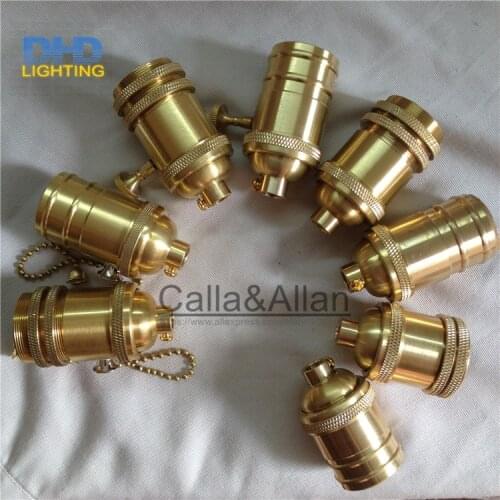 100pcs/pack brass copper Lamp holder electric light socket with or without switch and threaded shade fitter DIY lighting base