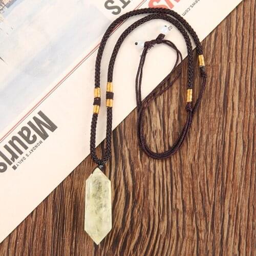 3-5cm Natural Citrine Hexagonal Prism Crystal Column Pendant Jewelry Necklace DIY Home Decor Hexagonal Treatment Stones