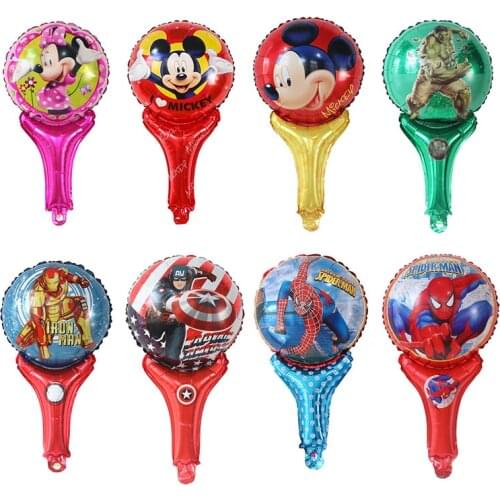 50pcs Spider Cartoon man Hand stick air balloon Aluminum foil balloons happy birthday party decorations kids toy Supplies