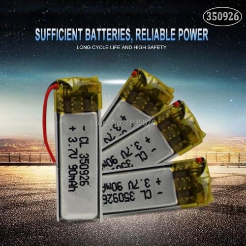 3.7v 90mah lithium polymer battery 350926 bateria li-ion Rechargeable Battery For GPS DVD MP3 MP4 MP5 tablet camera Selfie stick